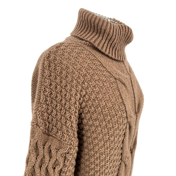 Woven Heart Chunky Cable Knit Turtleneck Sweater Brown Size Small - Picture 3 of 12